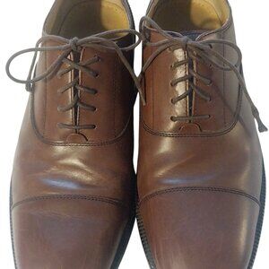 Cole Haan Mens Cap Toe Oxford Dress Shoes Size 8.5 Wide Brown Leather Classic